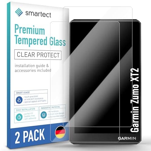 smartect Schutzglas [2 Stück, Klar] kompatibel mit Garmin Zumo XT2, HD Schutzfolie Anti-Kratzer, Blasenfrei, 9H Härte, 0.3 mm Ultra-klar, Ultrabeständig