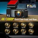 4K+1080P Dashcam Auto Fronte Retro con Scheda da 64 GB, LCD da 3,16" Dash Cam con GPS WiFi, Grandangolo da 150° Dash Cam Auto, Registrazione in Loop e Sensore G, Telecamera Posteriore Impermeabile - 2