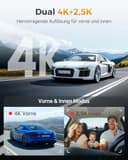 GKU Dashcam per auto anteriore posteriore, 3 canali 4K + 1080P+1080P WiFi con scheda SD da 64 GB, GPS 5 GHz WiFi, schermo IPS da 3", super visione notturna, WDR, sensore G, registrazione loop - 3