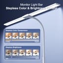 YICAIZI Lampara de Escritorio de LED 24W con Control Remoto - 1500LM 80CM Flexo LED Escritorio con Pinza Luz Leer Puerto de carga USB para Estudiar, Oficina, Blanco - 2