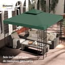 Outsunny Techo de Repuesto para Cenador, 3x3 m, Cubierta de Repuesto con Techo Doble, 8 Orificios de Drenaje y Protección UV, Solo Toldo de Recambio para Pabellón Gazebo, Verde - 2