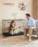 Feandrea Gabbia per Cani Pieghevole, con 2 Porte, Vassoio Rimovibile, 122 x 74,5 x 80,5 cm, XXL, Nero PPD48H - 2