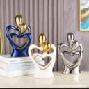 Estatua de cerámica abrazada de pareja, estatua de arte abstracto moderno, escultura de pareja abstracta romántica, para sala de estar, dormitorio, oficina, entrada, chimenea. (Plata A, Grande) - 7