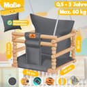 KIDIZ® Babyschaukel Kinderschaukel für Babys ab 6 Monaten und Kleinkinder bis 3+ Jahre | Holzschaukel Schaukelsitz höhenverstellbar & mit Polsterung | Schaukel für drinnen und draußen, Anthrazit - 4