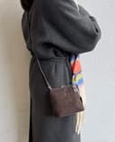 Lusso in pelle Genuine Italian Suede Front & Leather Back Handbag Crossbody Shoulder Bag with Detachable Strap (Chocolate) - 2