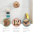 Plumeet Analoge Funk-Wanduhr, 30cm Rahmenlose Hölzerne Wanduhren mit Leisem Quarzwerk, Rustikale Landhaus-Walnuss-Uhren Dekorativ für Schlafzimmer Wohnzimmer, Nur für DE - 4