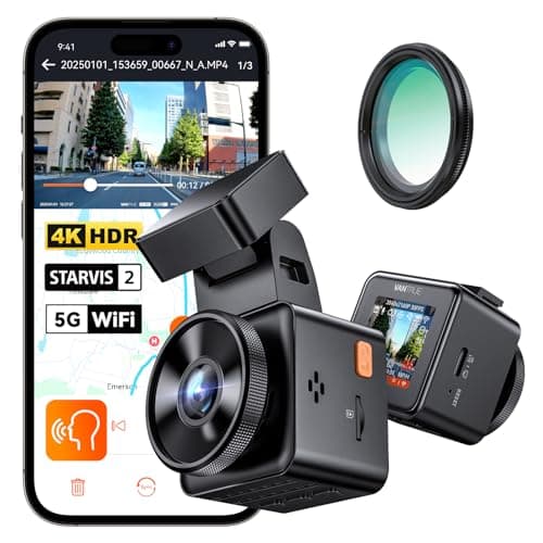 VANTRUE E1 Pro 4K HDR STARVIS 2 Dashcam Auto vorne, 5Ghz WLAN Mini Dash Cam mit CPL, GPS Sprachbefehle, 15Sek. Puffer Parküberwachung, Prima Nachtsicht, 1.54 Zoll 160°Versteckte Autokamera, max. 1TB
