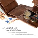 Fa.Volmer VO47 - Cartera de piel auténtica, protección RFID, 9 compartimentos para tarjetas y monedero, incluye caja de regalo, marrón envejecido, medium, Clásico - 3