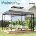 Outsunny Techo de Repuesto para Cenador, 4x3 m, Cubierta de Repuesto con Techo Doble, 10 Orificios de Drenaje y Protección UV, Solo Toldo de Recambio para Pabellón Gazebo, Gris Claro - 2