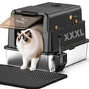 PalNests Lettiera per Gatti in Acciaio Inox, Sovradimensionato Lettiera per Gatti XXXL con Coperchio Ribaltabile a 105° e Paletta, 105L Lettiere in Metallo Rimovibile, Deodorante per Lettiere Gatto - 1