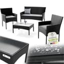 Juskys Polyrattan Sitzgruppe Fort Myers 4 Personen mit 2er Sofa, 2 Stühle, Tisch & Sitzkissen wetterfest schwarz/grau Balkonmöbel Gartenmöbel Set - 1