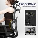 TONFARY Sedia da ufficio ergonomica in rete - Schienale alto traspirante, supporto lombare, schienale inclinabile, profondità del sedile regolabile e bracciolo 3D - Grande e alta, supporta 150 KG - 4