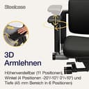 Steelcase Please Ergonomischer Bürodrehstuhl mit höhenverstellbarer Lumbalstütze für Unterstützung den ganzen Tag über, anpassbare Kopfstütze Onyx Schwarz, 66 x 64 x 118 - 6