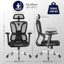 MELOKEA Sedia Ufficio Ergonomica Portata 200KG, Profondità del Sedile Regolabile, Supporto Lombare Automatico, 4 Angoli di Inclinazione Braccioli 4D Nero Sedia da Scrivania Girevole con Ruota di Gomma - 2