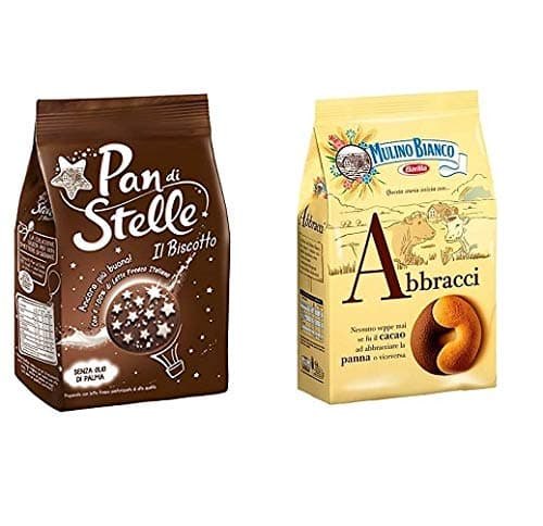Mulino Bianco Breakfast Value Set Pan di Stelle 350g & Abbracci Biscuits 350g Italian shortbread Cookies Cocoa & Cream