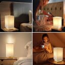 Nachttischlampe, Tischlampe mit Kabelschalter, Lampenschirm aus Leinenstoff Holzsockel Tischlampe Lampe, Modern Tischleuchte Mit Glühbirne für Schlafzimmer, Wohnzimmer, Schreibtisch, Kinderzimmer - 7