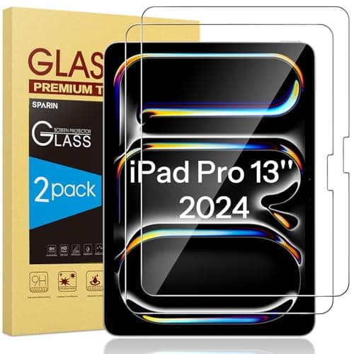 SPARIN Screen Protector for iPad Pro 13 inch M4/M5(2025/2024), 2 Pack Tempered Glass Film for iPad Pro 13 Screen Protector, Scratch Resistant