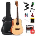 Donner Chitarra acustica 3/4 per principianti, set di chitarre acustiche per adulti, dreadnought da 36 pollici, con 6 tasche, colore naturale - 1