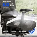 FLEXISPOT ErgoX Pro Ergonomischer Bürostuhl mit 12-stufiger Höhenverstellung, 7D-Armlehnen, 5D-Lendenstütze, 4D-Kopfstütze, 250-kg Belastbarkeit und atmungsaktivem Netzsitz (Schwarz) - 8