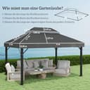 Outsunny Ersatzdach für Pavillon 3 x 4m, wasserdicht PVC Beschichtung Pavillondach, Doppeldach Ersatzbezug für Gartenpavillon, Ersatzteile aus Oxford-Stoff, 370 g/m², Dunkelgrau - 3