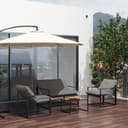 Outsunny Set Salotto da Giardino da 4 Pezzi, Set di Mobili con Divanetto a 2 Posti, 2 Poltrone, Cuscini e Tavolino da Caffè in Vetro, Struttura in Acciaio, Nero e Grigio - 8