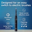 Oral-B iO Series 2 Rechargeable Electric Powered Toothbrush Starter Kit, Night Black with 2 Brush Heads - Automatic Pressure Sensor to Protect Gums - 3 Modes - 2 Min Timer - 8