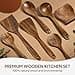 Spardar Wooden Cooking Cutlery, 9-Piece Teak Wooden Spoon Set with 6 Wooden Cooking Spoons, Spoon Rest, 4.2 Inch Utensil Holder and Pot Holder for Kitchen Decoration and Housewarming Gift - 3