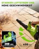NewBeny Soffiatore per Foglie, Aspiratore Foglie a Batteria con 2 Batterie da 4000 mAh e 6 Velocità Regolabili, 288 MPH & 650 CFM Soffiatore Foglie per Giardini, Vialetti e Rimozione di Neve Leggera - 4