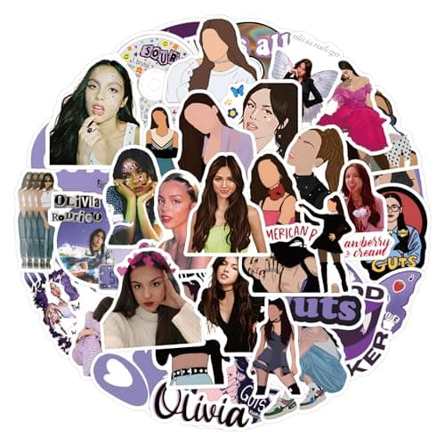 Olivia Rodrigo Paquete de pegatinas 55 piezas | Pegatinas para adultos, coche, computadora portátil, botellas de agua, pegatinas para adolescentes lindas calcomanías de vinilo