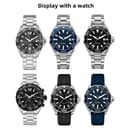 FOUUA Edelstahl-Uhrenarmband 22mm für TAG Heuer Carrera Aquarace - Metallarmband mit Echtleder, silbrig-schwarz - 7