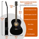 3rd Avenue Pack de guitarra acústica de tamaño estándar 4/4 para principiantes de 3rd Avenue, funda de transporte, púas, cuerdas de repuesto, soporte, correa y cejilla, Negro - 2