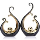 Statua in ceramica nera e dorata lucida, arte astratta moderna, centrotavola di lusso - scaffali dorati, librerie e decorazioni da tavolo da pranzo, tavolino versatile, supporto TV - 1