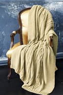 Coperta in lana merino, elegante, lavorata a maglia, fatta a mano, per uomo e bambino, super morbida e calda, dimensioni: 140 x 170 cm, colore: champagne - 2