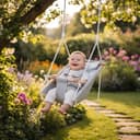 Tulano Hop 40 3in1 Babyschaukel – Mitwachsend durch Sitz- und Liegefunktion – 5-Punkt Sicherheitsgurt – Wendekissen – Ideal für Zuhause und draußen – Belastbar bis 60 kg – 6–36 Monate – Grau - 10