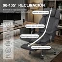Submi Silla de Oficina Ergonómica con Reposapiés de Tela, Silla Escritorio de Altura Regulable Silla de Escritorio, Silla Oficina para Oficina en Casa con Respaldo Ajustable, Silla Gaming, Gris Oscuro - 5