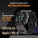 TAURI Nylon for Apple Watch Ultra 3/2/Ultra Strap 49mm [Rugged Braided Nylon + Stainless Steel Connectors] Adjustable Woven Band for SE 3 / Series 11/10/9/8/7/6/5/4 46mm/45mm/44mm Men Women, All Black - 2