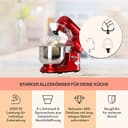 Klarstein Küchenmaschine mit 5L Schüssel, 1800W Profi Küchenmaschine mit Knethaken und Schneebesen mit 6 Stufen, Teigmaschine zum Rühren, Kneten und Aufschlagen - 3