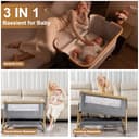 YAZOCO Cuna 3 en 1, Cuna de colecho,Crib Mecedora, Ajuste de Altura e inclinación del colchón, 4 Ruedas con Freno, Colchón Ergonómico (Versión Superior Gris) - 5