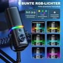 aokeo Mikrofon PC mit Mikrofonarm,AK-10 USB/XLR Dynamisches Gaming Mikrofon für Podcast,Streaming mit RGB-Beleuchtung,Lautstärkeregler,Stummschalttaste und Rauschunterdrückung (Weiß) - 3