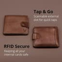 PELLE TORO All-in-One Handmade Mens Wallet, RFID Blocking, Coin Pocket, Fine Leather Card Wallet with 8 Slots and Zip Section, in Wooden Gift Box, Cocoa Brown - 6