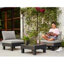 Keter Elements 2 Seater 100% recycled Outdoor Garden Furniture Modular Balcony Set - Graphite with Grey Cushions Fade Free | All Weather Resistant | Easy Clean | Zero Maintenance - 2