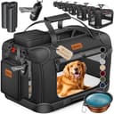LOVPET® Trasportino per Cani - Box per Cani Pieghevole incl. Borsa per Il Trasporto e Ciotola - Cani e Gatti - casetta per Il Trasporto di Animali Domestici, Nero, XL - 1