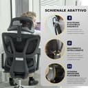 MELOKEA Sedia Ufficio Ergonomica Portata 200KG, Profondità del Sedile Regolabile, Supporto Lombare Automatico, 4 Angoli di Inclinazione Braccioli 4D Nero Sedia da Scrivania Girevole con Ruota di Gomma - 4