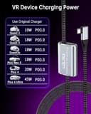 LDLrui Link Cable 5M with 45W Separate Charging Port,Braided VR cable for Meta Quest 3S/Quest 3/Oculus Quest 2/Pico 4 and PC/Steam VR Accessories,High Speed USB 3.0 Data Transfer,with Fixed Clip - 4