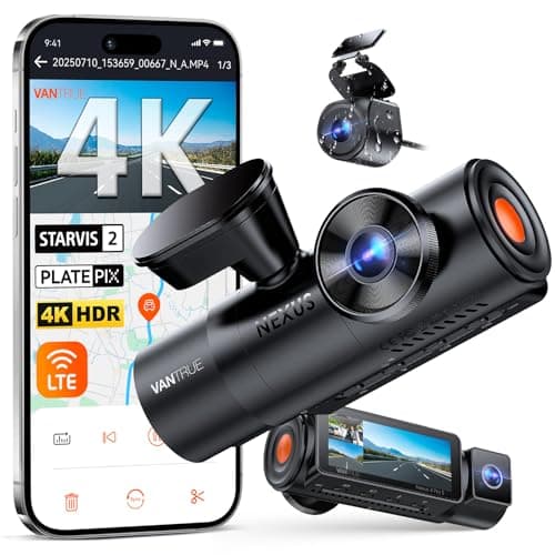 VANTRUE N4 Pro S 3 STARVIS 2 4K+ 1080P+ 1440P Dashcam Auto, 5G WLAN PlatePix™ Dash Cam GPS 360° HDR Buffer Monitor de aparcamiento Cámara de coche, visión nocturna por infrarrojos, comando de voz, LTE