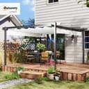 Outsunny Pérgola Gazebo 4x4 m Pérgola con Lona Resistente Retráctil, Marco de Aluminio, Pérgola para Jardín, Terraza, Balcón, Veranda, Patio, Piscina y Exteriores, Blanco - 2