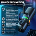 aokeo Mikrofon PC mit Mikrofonarm,AK-10 USB/XLR Dynamisches Gaming Mikrofon für Podcast,Streaming mit RGB-Beleuchtung,Lautstärkeregler,Stummschalttaste und Rauschunterdrückung (Weiß) - 2