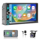 2 DIN Autoradio mit Bildschirm, Wireless Apple CarPlay Android Auto, 7 Zoll HD Touch Display Doppel-Din-Autoradio mit Bluetooth, Mirror Link, FM, AM, RDS, EQ, USB, Type-C, Mic, Rückfahrkamera - 1