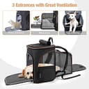 Lekesky Transportin Gato Mochilas para Gatos y Perro Bolsa para Mascotas Expandible Mochila Gato para automóvil/avión (Negro, XL) - 3