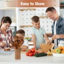 comfoyar Set de Utensilios de Cocina de Madera de Teca, 9 Piezas Cucharas de Madera para Cocinar con Espátulas y Soporte, Resistencia al Calor Accesorios de Cocina para Ollas Antiadherentes - 5